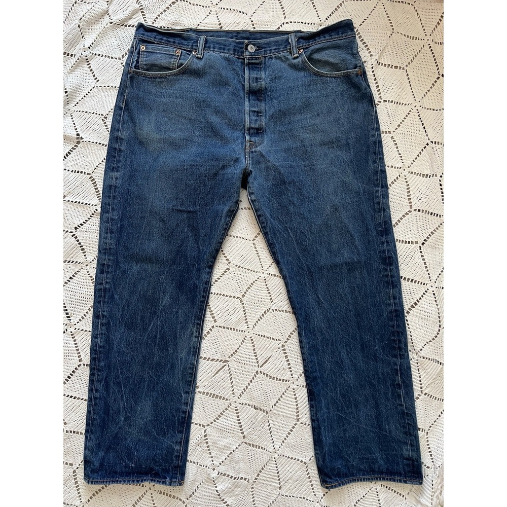 Y2K Levi's 501‎ Jeans W42 L32 Early 2000s Button Fly Straight Denim Cotton *pics